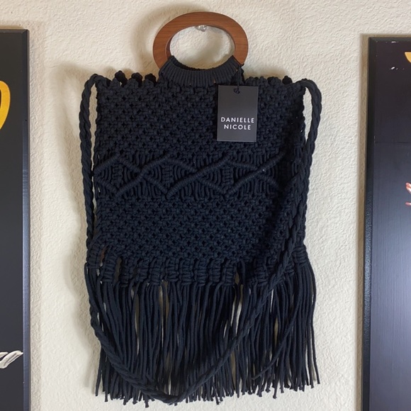 Sac à Main Danielle Nicole Macramé – Style Boîte Par Rachel Zoe, Couleur Noire, Neuf Avec étiquettes